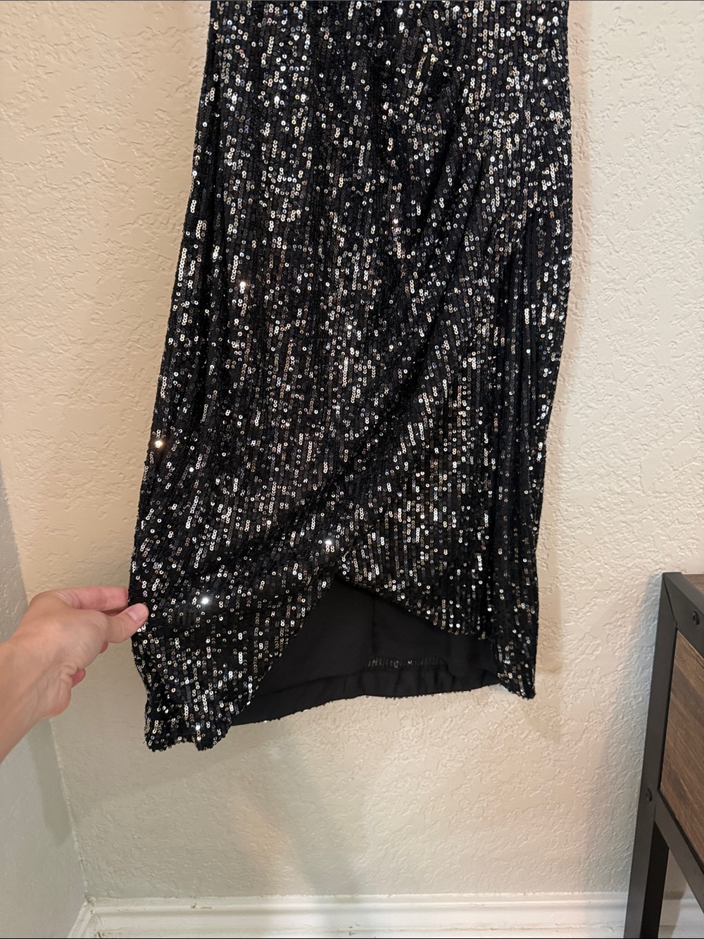 Calvin Klein Black Sequin Deep V Cocktail Dress - Picture 3 of 4